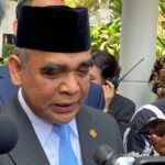 Sekretaris Jenderal (Sekjen) Partai Gerindra Ahmad Muzani usai Upacara Hari Lahir Pancasila, di Gedung Pancasila, Jakarta Pusat, Senin (2/6/2025). (KOMPAS.com/FIKA NURUL ULYA)