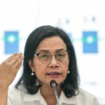 Menteri Keuangan Sri Mulyani Indrawati memberikan paparan saat konferensi APBN KiTa di Jakarta, Senin (6/1/2024). / Bisnis-Fanny Kusumawardhani