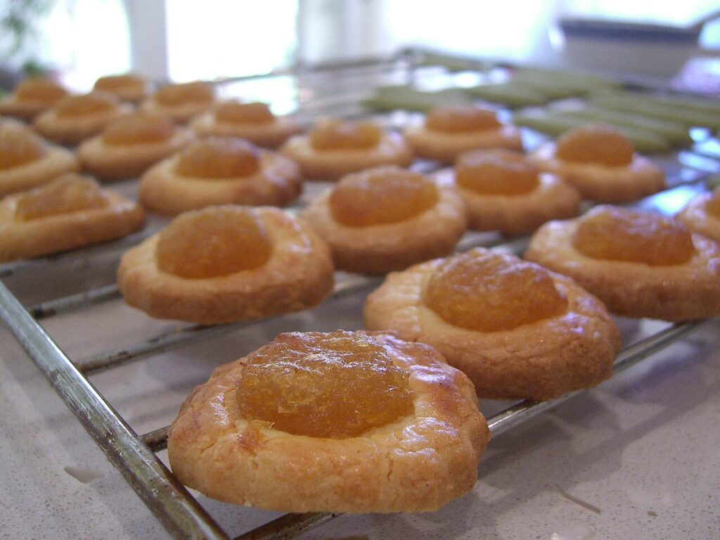Peranakan pineapple tart, with pineapple jam on top