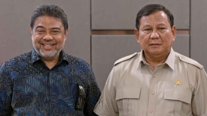 Presiden Prabowo Subianto terima Presiden KSPI Said Iqbal (kiri) jelang May Day 2026. (BeritaNasional/KSPI)