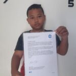 Ibrahim Al Abrar, seorang bocah berusia 12 tahun asal Desa Genengsari, Kecamatan Kemusu, Kabupaten Boyolali, Jawa Tengah, terima pengharahaan resmi NASA, Minggu (18/7/2026).(KOMPAS.com/Labib Zamani)